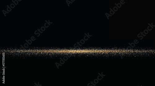 A shimmering golden line of light sparkles against a deep black background, creating a visually captivating and elegant abstract composition.