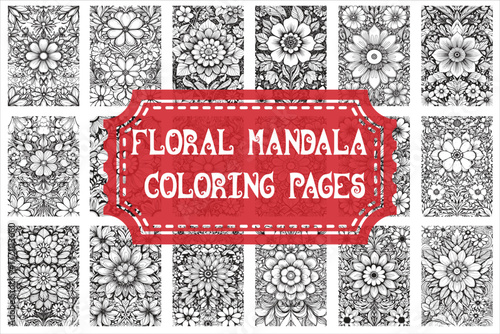 Beautiful floral mandala coloring pages featuring intricate flower patterns and symmetrical designs for relaxation and mindfulnes