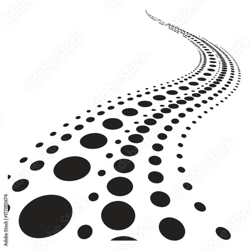 Winding Path of Black Dots on White Background road