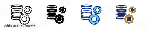 Database Management  Icon Set Multiple Style Collection
