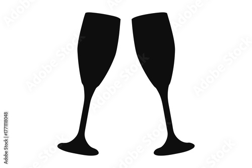 Champagne glass icon symbol vector, Wine glass silhouette vector