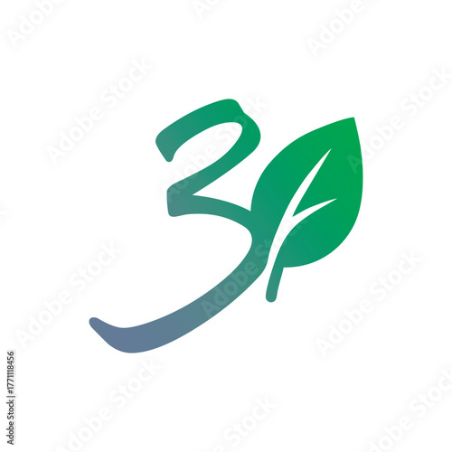 Elegant Green Leaf Numbers Nature Design