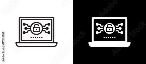 Open Laptop blackwhite icon