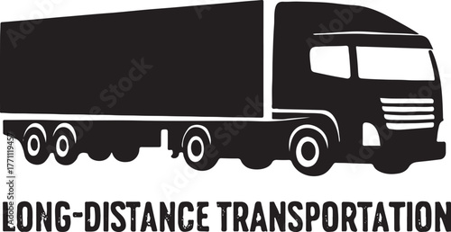 PrintBlack silhouette of a semi truck for long distance transportation