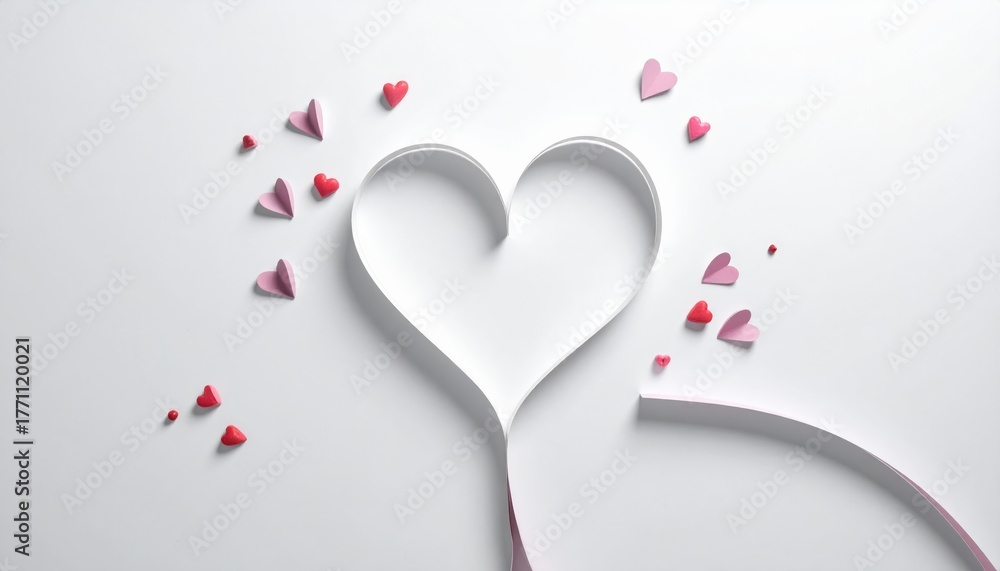 Fototapeta premium Red heart shape on white background symbolizes love and passion for Valentine's Day celebration