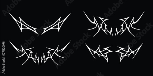 Futuristic gothic tribal flame sigil vector design, inspired by Y2K aesthetic with liquid mercury metallic look, abstract tattoo artwork, and cyber illustration for modern graphic line art.