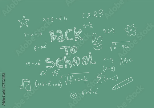 Realistic math chalkboard background illustration