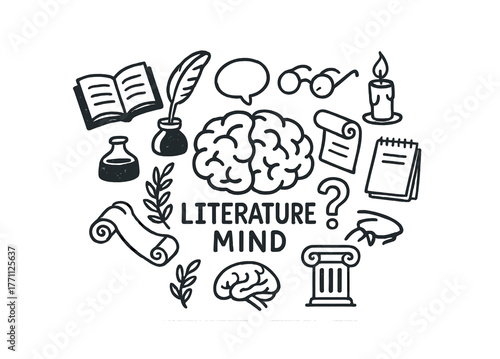 Literature mind: creative symbols of writing and knowledge