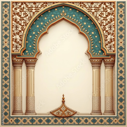An Islamic background with traditional design. An architectural ornamentation design of an Islamic background.