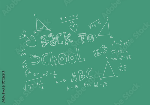 Realistic math chalkboard background illustration