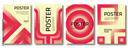 Stylish retro poster templates in beige and coral tones with concentric shapes and clean lines. Perfect for fashion, branding, or lifestyle-inspired visual design.