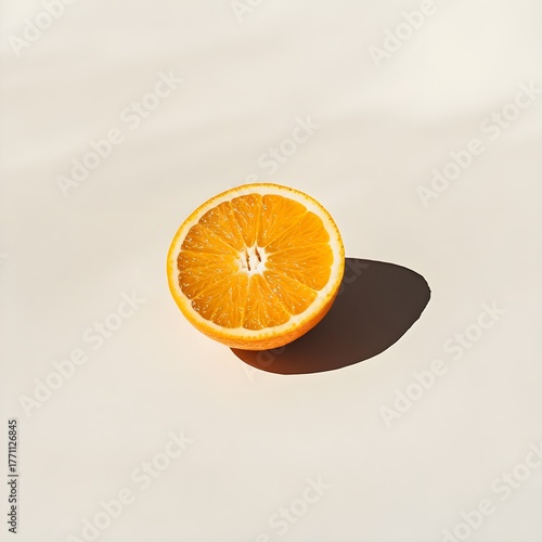 Half Orange Slice on White Background