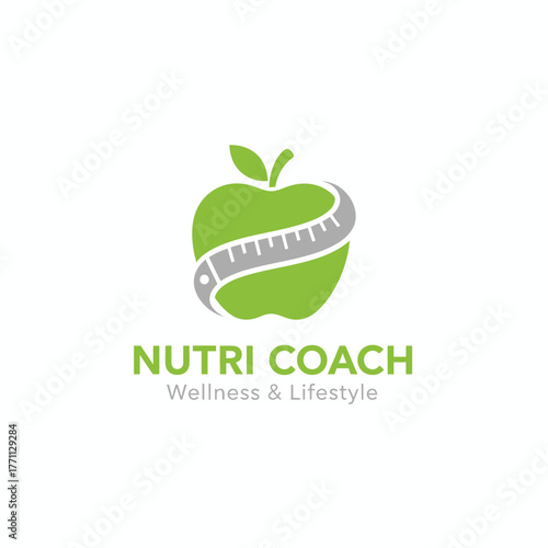 A healthy lifestyle concept design featuring an apple embraced by a measuring tape and text