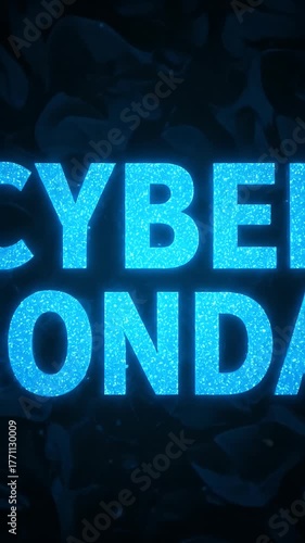 Cyber Monday Blue Neon Text Motion Background Loop