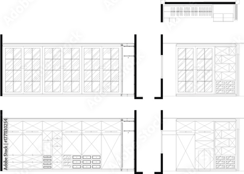 Built-in Furniture Design in Walk-in Closet with Classic Wooden Trim Wardrobe and Well-Organized Interior Layout