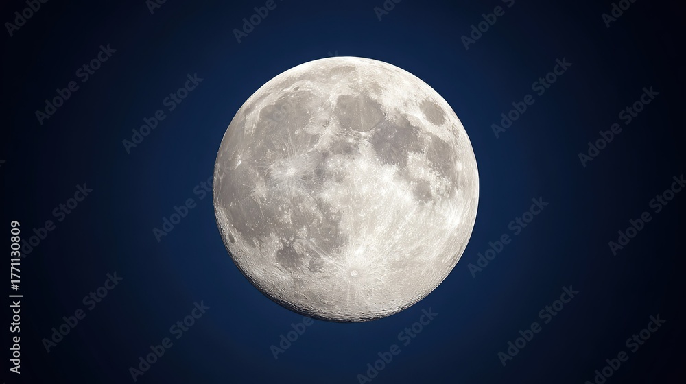 Obraz premium Full Moon Astronomical Landscape, Lunar Detail Background Material