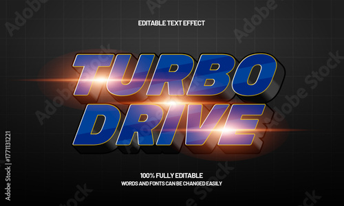 turbo drive editable racing text style with glowing effect