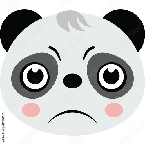 Foto Close Up Of A Cute Panda Face With A Grumpy Expression And Pink Cheeks On A Tran