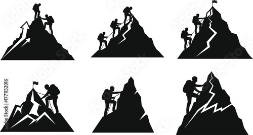 climber, mountain, silhouette, rope, gear, summit, adventure, hiking, alpine, extreme, sport, success, flag, outdoor, strength, mountain climber, summit flag, hiking gear, 