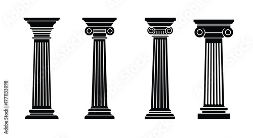 Illustrative depiction of four distinct classical greek architectural column styles