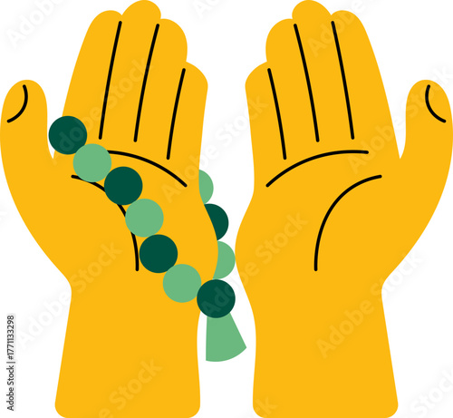 Ramadan Icon Illustration Ramadhan Muslim Spiritual Islamic Symbols Crescent Moon Mosque Prayer and Ornament Festive Celebartion