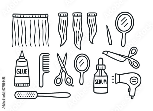 Hair extension tools: scissors, mirrors, glue and more for styling