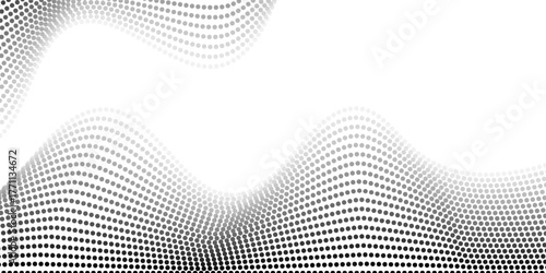 Slika na platnu Black and white halftone wave dots abstract background