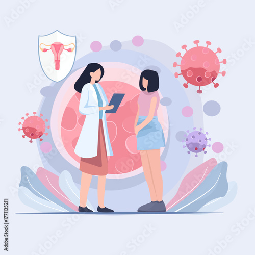 Gynecologist Consulting Woman about Cervical Health and Virus Protection