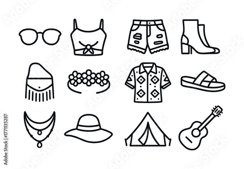 Summer festival fashion icons: clothing and accessories for outdoor fun
