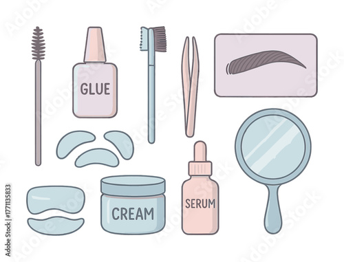 Eyebrow grooming kit with makeup tools and accessories for perfect brows