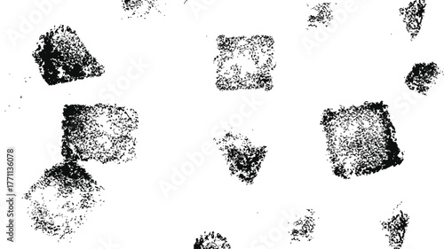 Abstract Black and White Fragmented Grunge Square Shapes Texture Overlay Vector Background for Modern Design