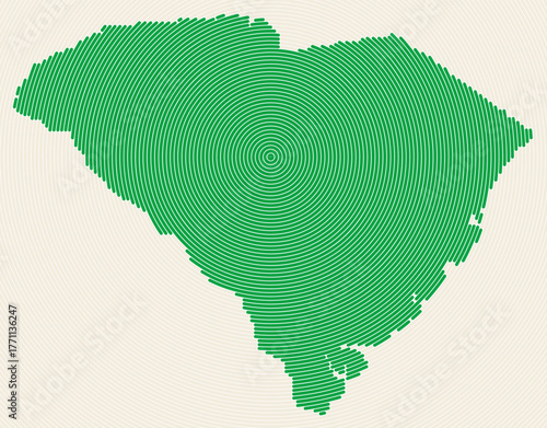 South Carolina shape rings. State map formed by stacked circles. South Carolina boundary shape design. Elegant vector illustration.