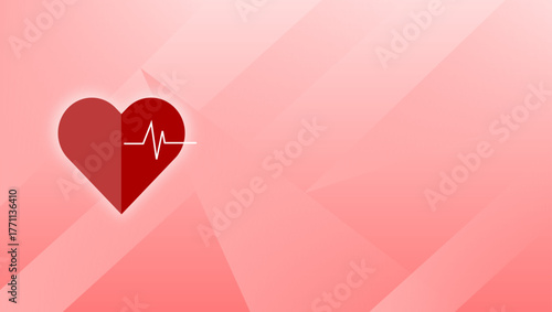Heart Health Graphic With Electrocardiogram Line On A Red Gradient Background Symbolizing Vital Signs