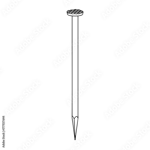 Outline for Coloring of Nail Stainless Steel and Iron Pins. Construction and Wooden Work Equipment. Vector Illustration.