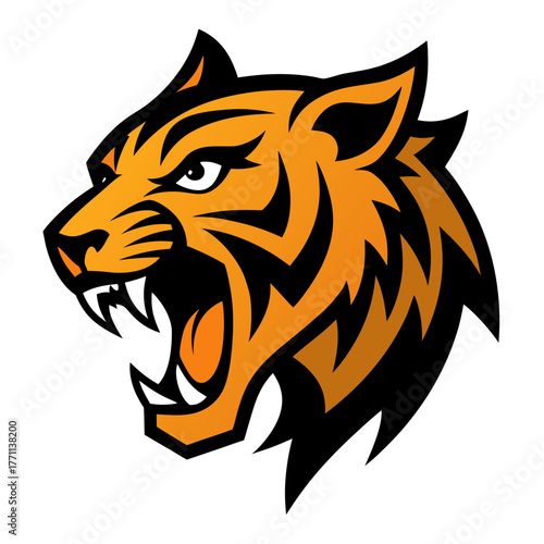 Tiger head roaring, a fierce and powerful design