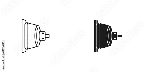 Black and white car headlight icon for your project