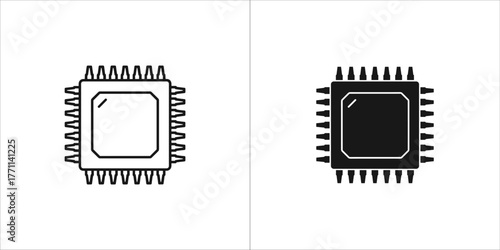 Black and white chip icon for your graphic design