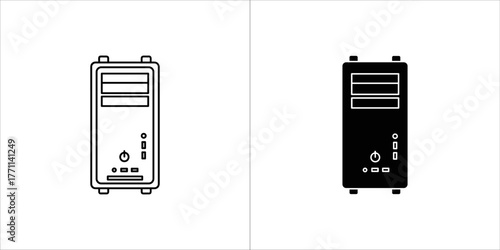 Desktop computer case icon, representing the hardware component