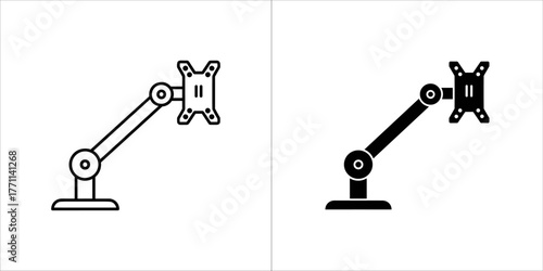 Black and white vector illustration of a monitor arm