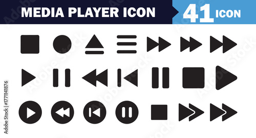Black Forward and Backward Media Player Icons. Vector Illustration