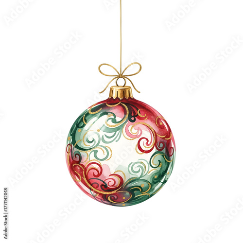 Elegant swirled christmas ornament hanging
