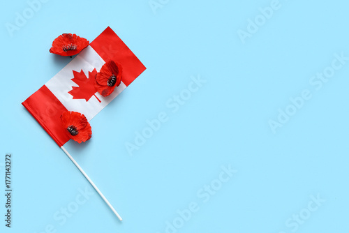 Poppy flowers with flag of ...