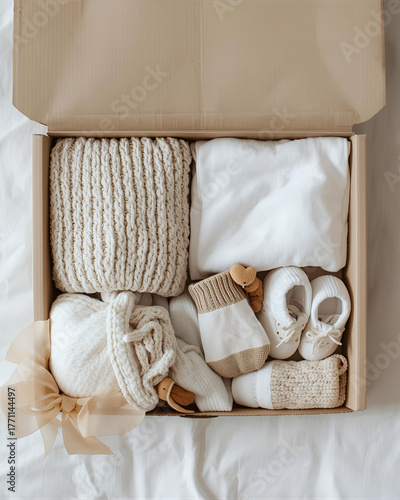 baby gift box, newborn gift, baby shower, gift basket, baby essentials, soft blanket, bibs, baby socks, rattle, skincare, baby lotion, baby shampoo, pamper kit, new parents, present, curated, hand-