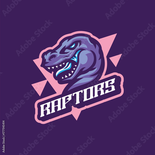 Raptors mascot logo design vector. Angry raptor illustration for sport team.