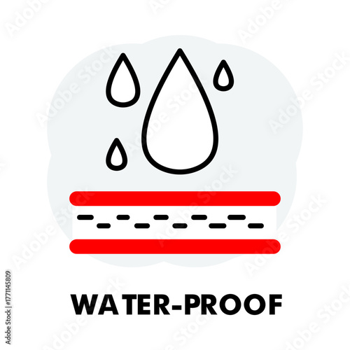 Waterproof Material Protection Icon Vector Editable Stroke