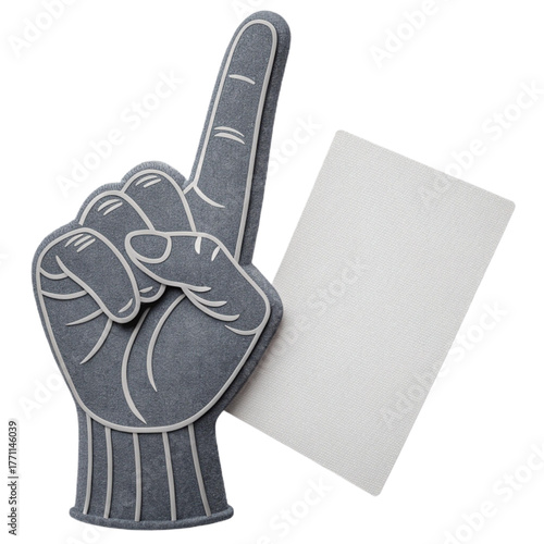 Celebrate victory with a stylish foam finger and blank card, perfect for sports marketing, event promotion, or adding a fun touch to any design