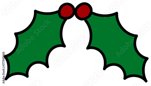 可愛いクリスマスアイコン ひいらぎ イラスト ベクター