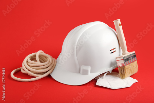 White hardhat with brush, r...