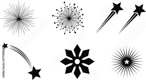 Starburst design elements vector graphics fireworks stars shooting