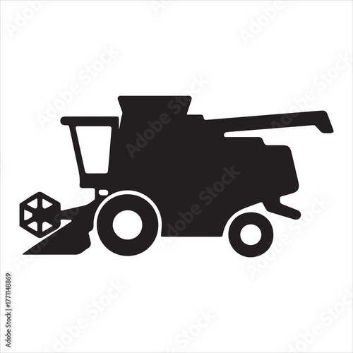Silhouette Combine harvester agricultural machine farm equipment vector Illustrator